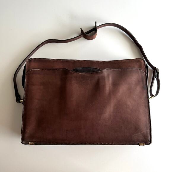 Lion Leather Products Vintage USA Made Mid Modern Style Brown Leather Briefcase - Picture 2 of 10